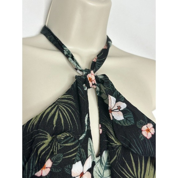 aeropostale womens Floral Black Tropical Halter Ruffle Romper Size XL NWT - Picture 5 of 7